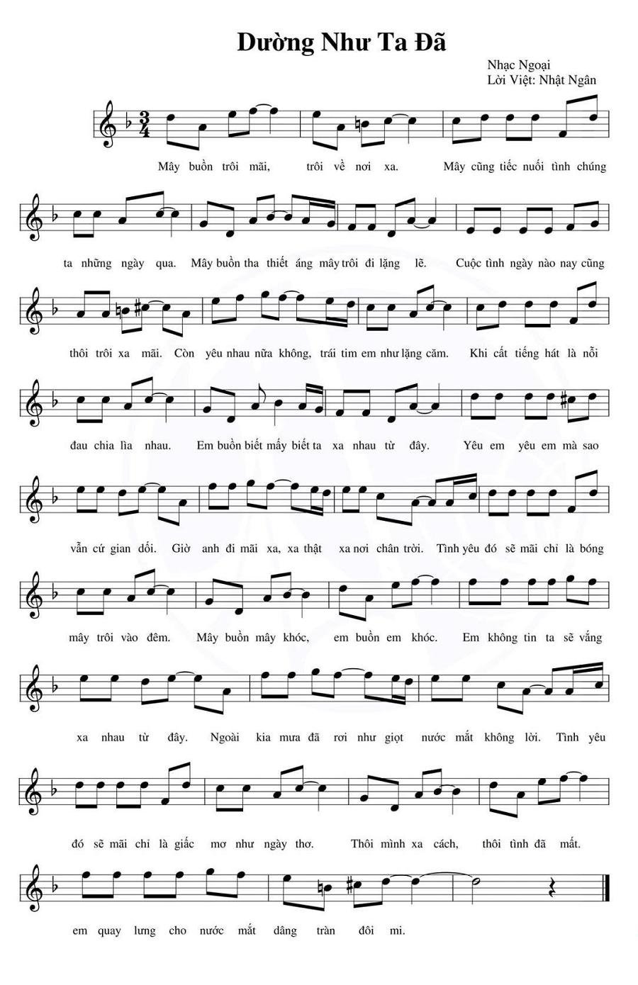 Sheet nhạc Dường Như Ta Đã